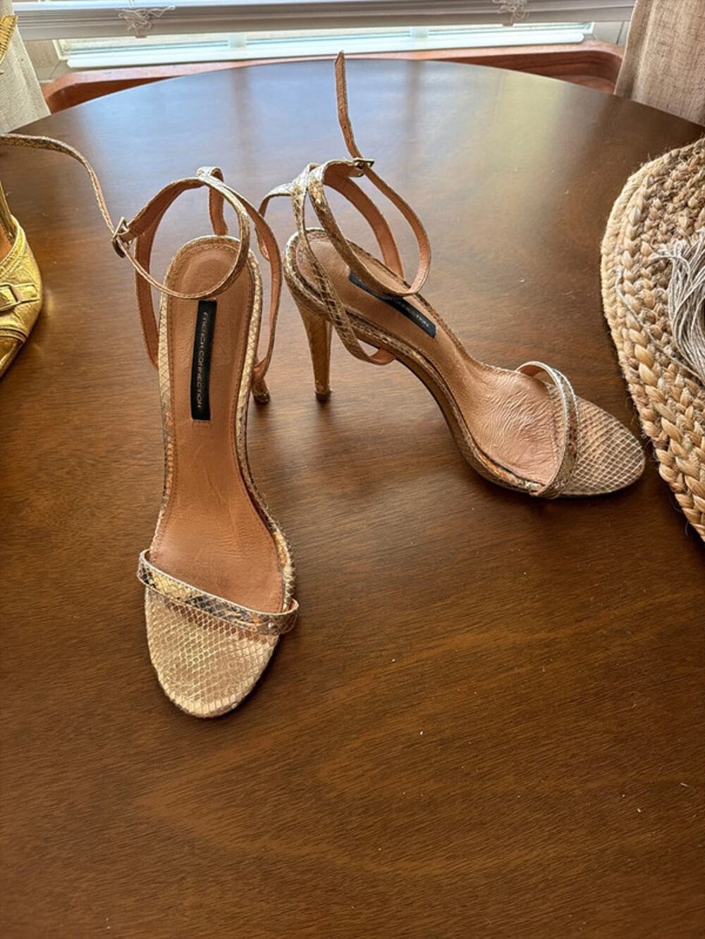 French collection, gold, strapping ankle, heel sandals 10 333